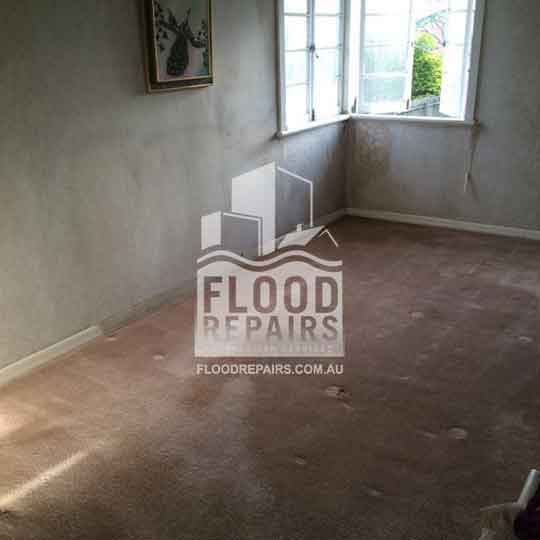Glandore wet floor after flood before drying 